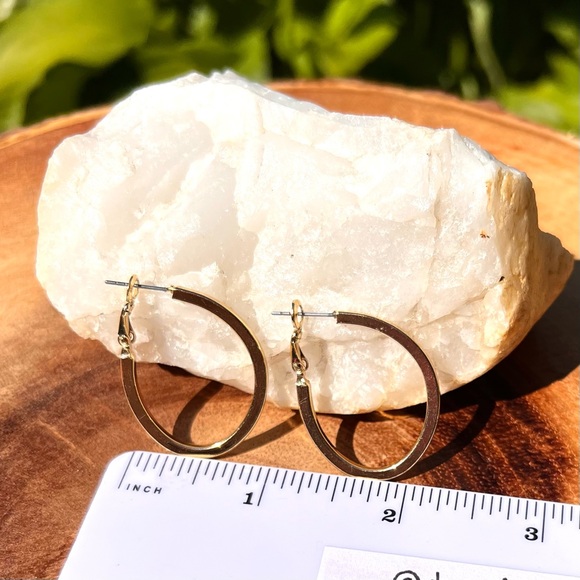 Gold Tone Oval Hoop Earrings - Picture 4 of 8